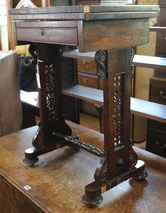 Victorian rosewood games-cum-work table (a.f.)